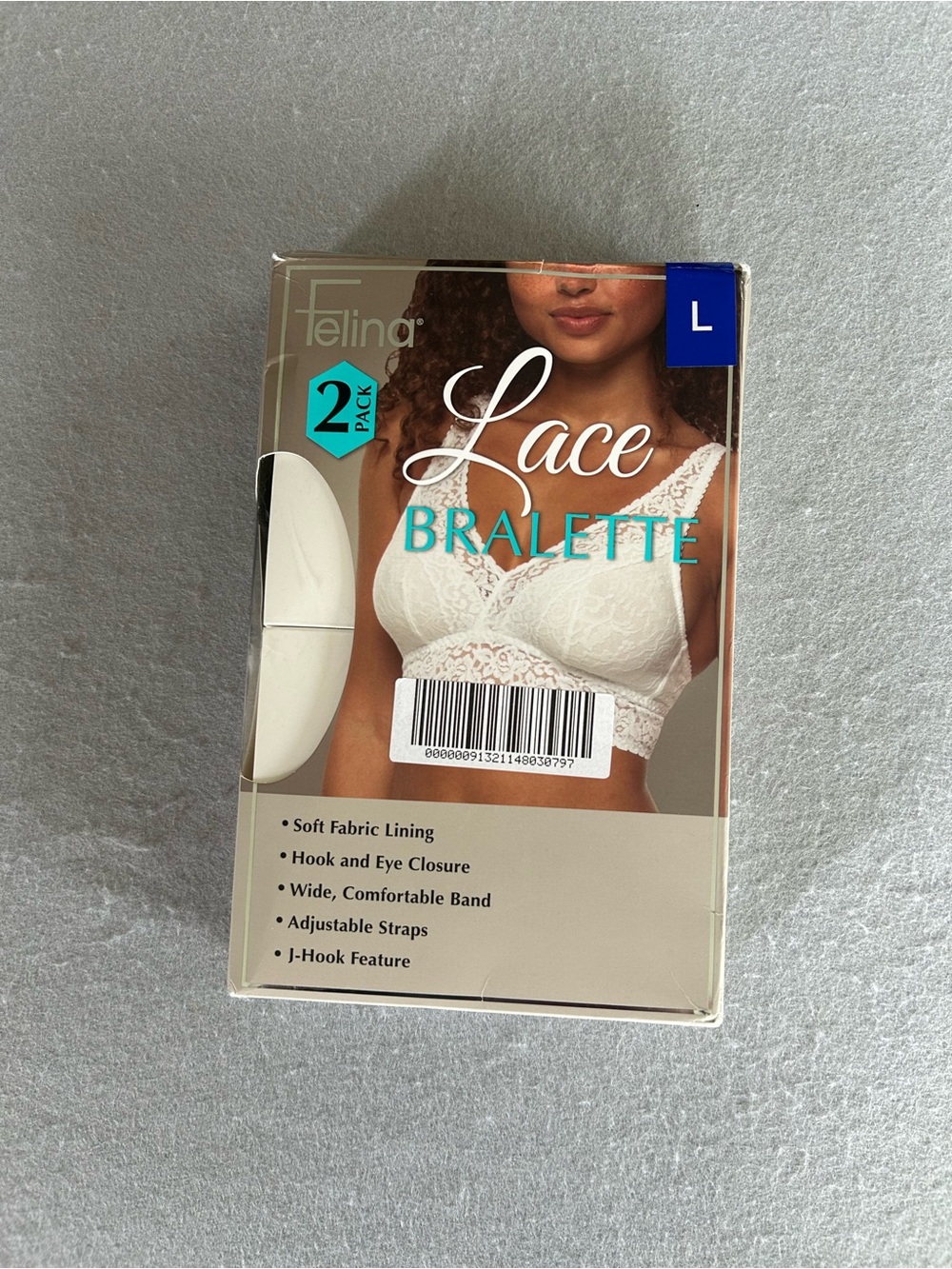 Felina Lace Bralette - Black and White Two-Pack NEW Size L
